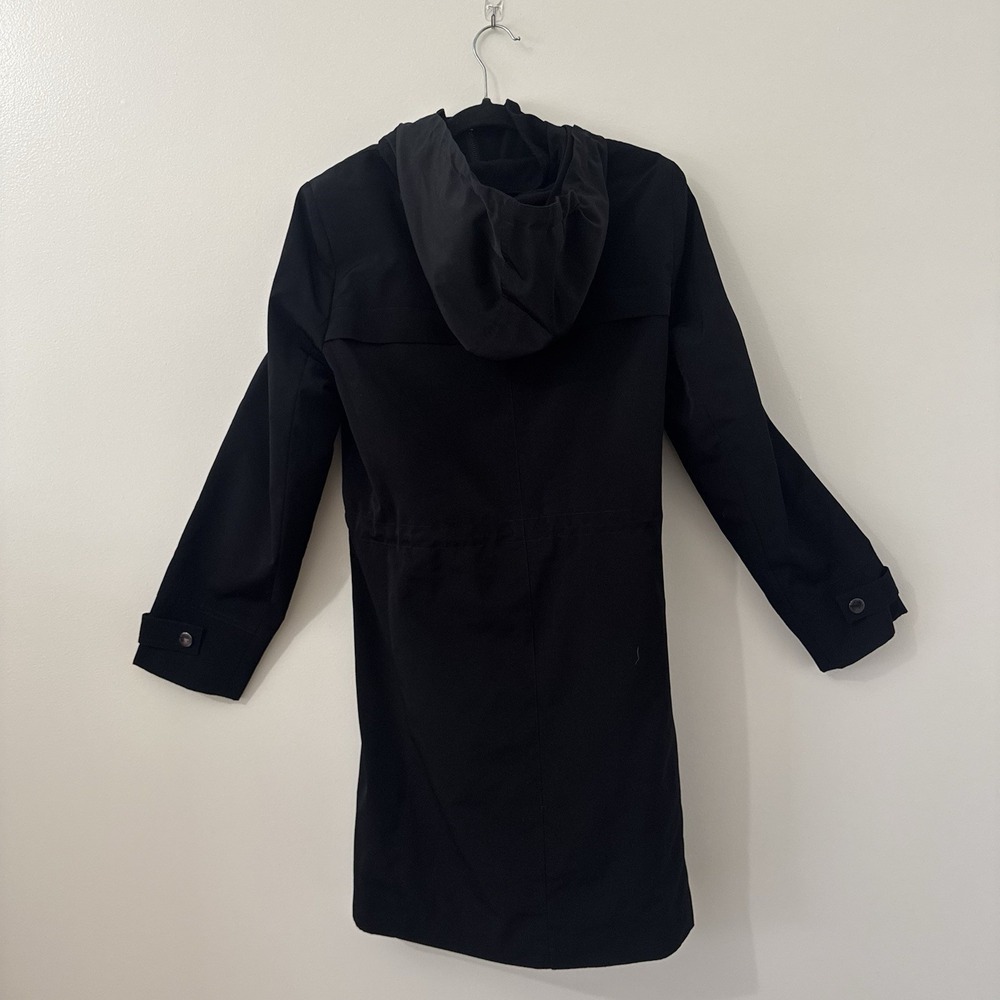 London Fog Women's Black Raincoat Hooded Trench Jacket Zip Snap Front M NWOT - Picture 3 of 11